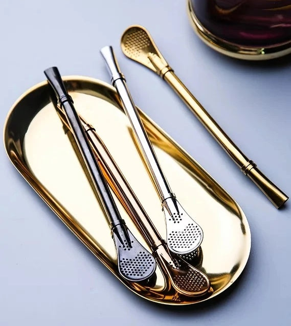 Metal Mate Stainless Steel Straws with Strainer
