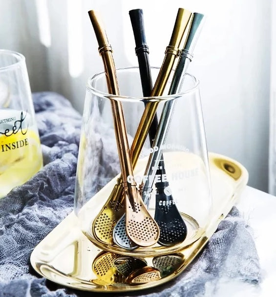 Metal Mate Stainless Steel Straws with Strainer