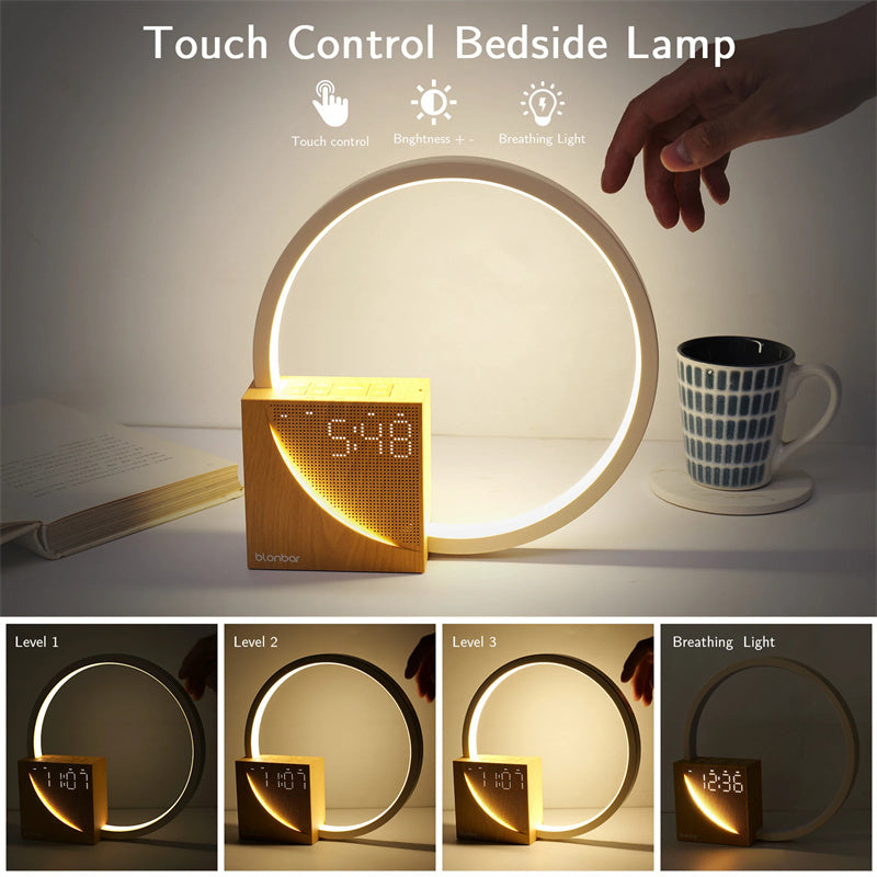 Bedside Touch Lamp with Alarm Clock